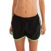 Womens Black Shorts with Neon Green Piping