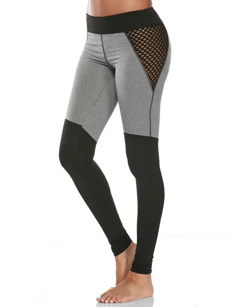 Wholesale High Waist Fishnet Mesh Panel Gym Leggings From Gym Clothes
