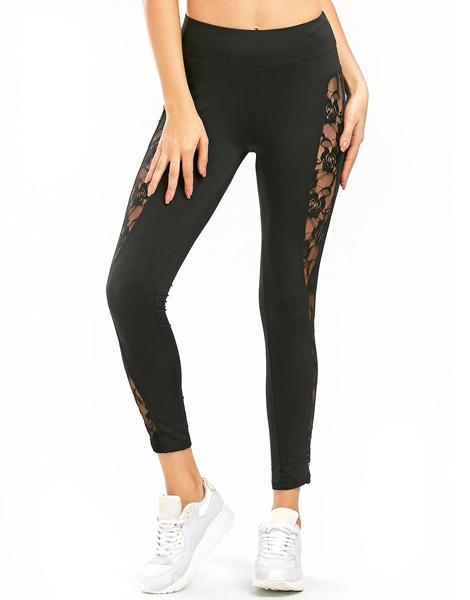 Wholesale Sheer Mesh Fishnet Panel Workout Leggings From Gym Clothes