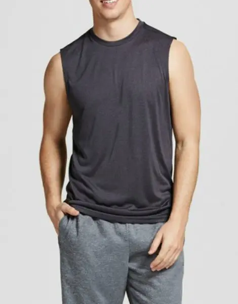 mens wholesale sleeveless charcoal tank tee