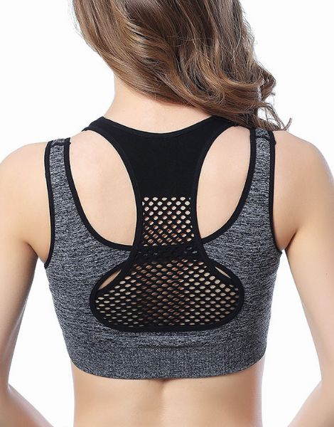 Double Layered Grey Racerback Fitness Bra Manufacturer Canada