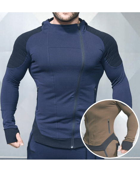 Dual Color Oblique Full Zipped Fitness Jackets USA