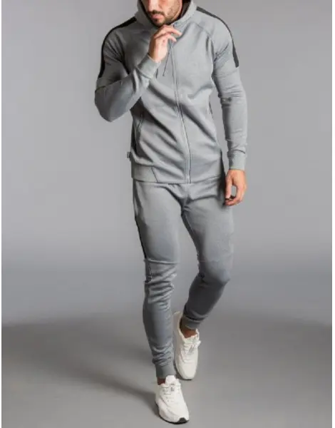 Grey fitted tracksuit deals