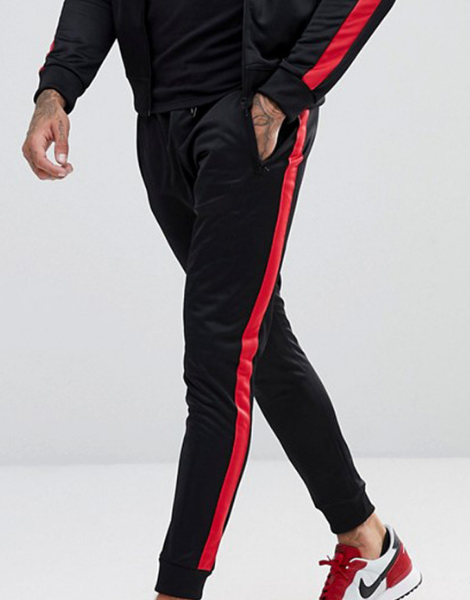 Custom Polyester Active Track Suit With Side Stripes
