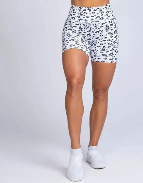 Wholesale White Leopard Print Biker Shorts From Gym Clothes