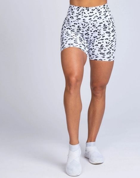 Wholesale White Leopard Print Biker Shorts
