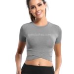 Cross Short Sleeved Yoga Crop Top Vendor