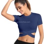 Cross Short Sleeved Yoga Crop Top Manufacturer