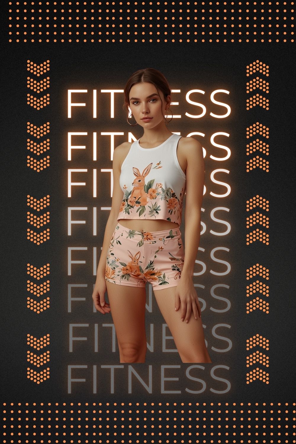Bunny Print Biker Shorts Set Wholesaler